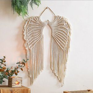 Boho Woven Macrame Angel Wing Vintage Tapestry Wall Hanging Ornament Home Decor